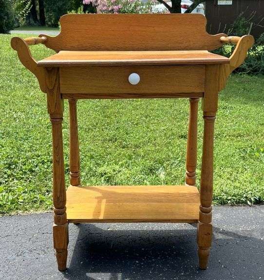 Early Oak Wash Stand with Drawer