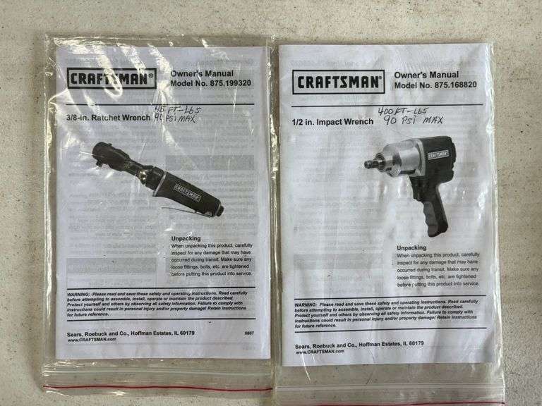 Craftsman 3/8" & 1/2" Pneumatic Impacts