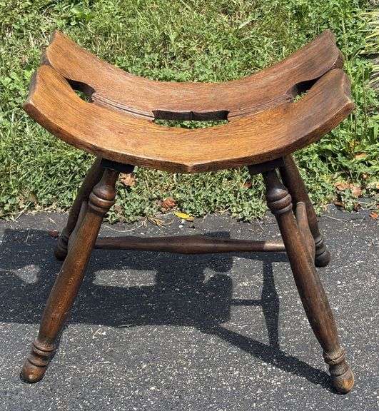 Early Oak Curved Bottom Stool