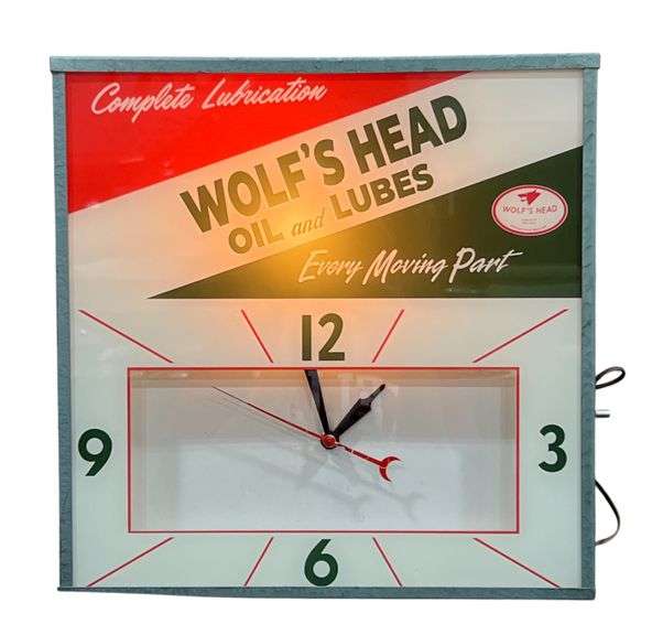 Wolf's Head Oil and Lubes Lighted Clock image
