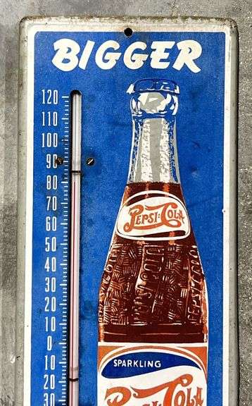 Pepsi-Cola "Bigger Better" Metal Thermometer
