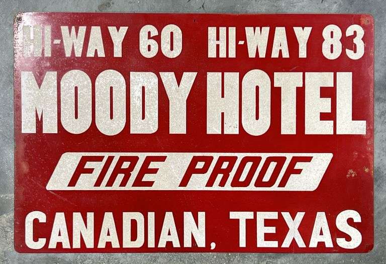 Moody Hotel Canadian Texas Reflective Paint Metal Road Sign image