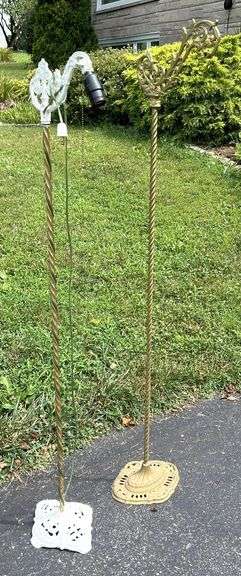 Early Cast Iron Ornate Floor Mounting Reading Lamp