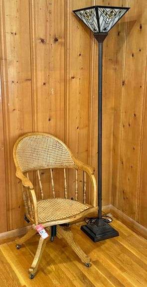 Oak Chair & Floor Lamp