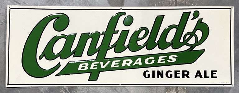 1952 Canfield's Beverages Ginger Ale Metal Sign image