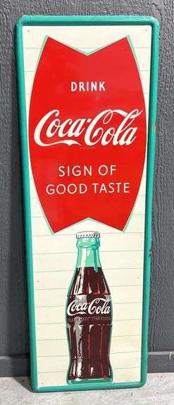 1960 Coca-Cola "The Sign of Good Taste" Metal Sign image
