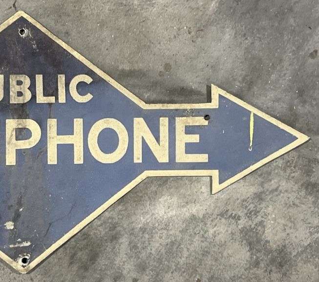 Public Telephone Metal Arrow Sign