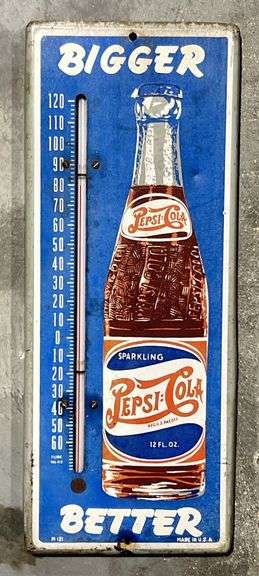 Pepsi-Cola "Bigger Better" Metal Thermometer image