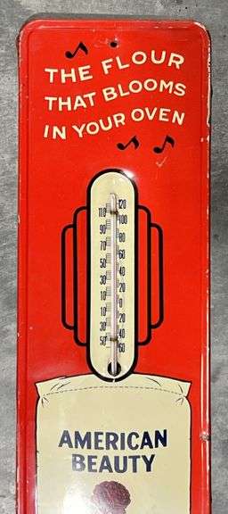 American Beauty Flower Metal Thermometer
