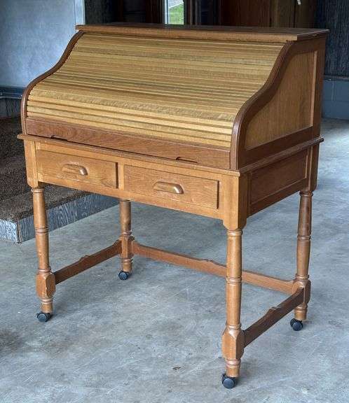 Solid Oak S-Curve Roll Top Desk