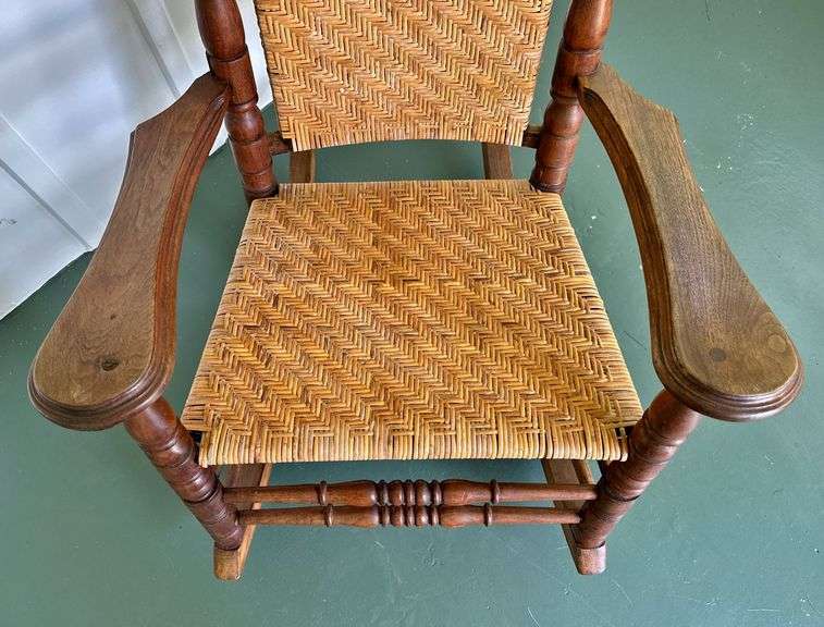 Vintage Oak Woven Bottom Rocker