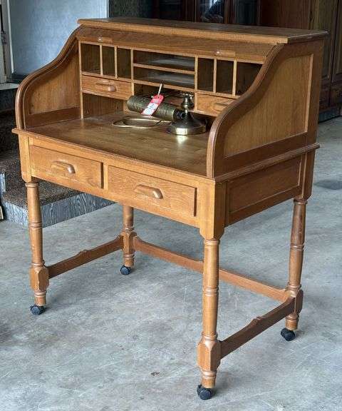 Solid Oak S-Curve Roll Top Desk
