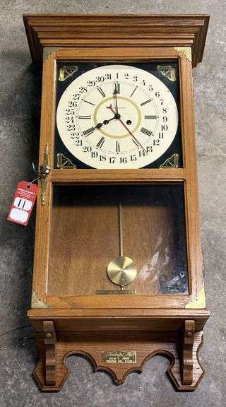 Solid Oak Wall Mounted Regulator Clock Handmade By Oscar F. Jones