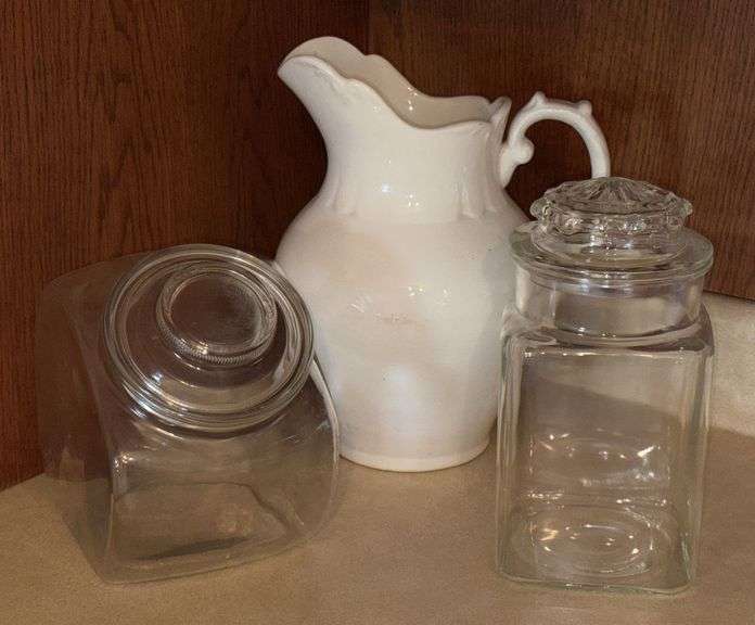 Country Display Jars & Iron Stone Pitcher