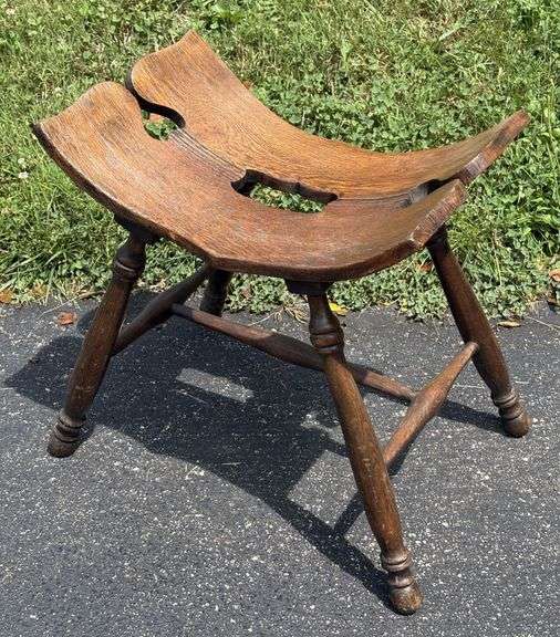 Early Oak Curved Bottom Stool