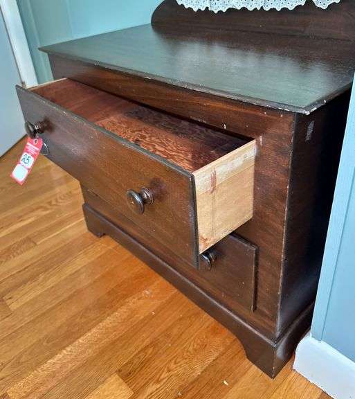 Early Child's Size Walnut Dresser with Mirror