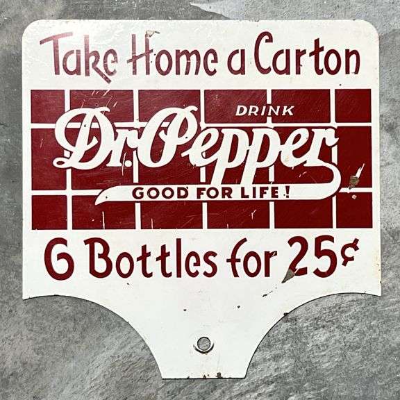 Dr. Pepper "6 Bottles for 25 Cent" Metal Rack Sign