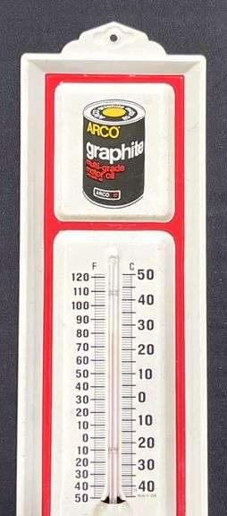 ARCO Graphite Motor Oil Metal Thermometer