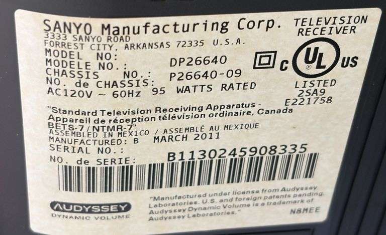 Sanyo 25" Flatscreen TV with Apple TV Box