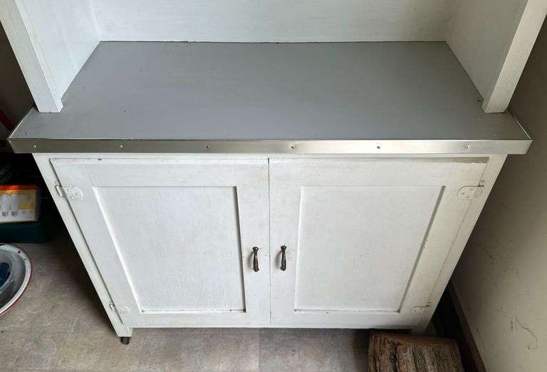 Early White Painted Kitchen Cupboard