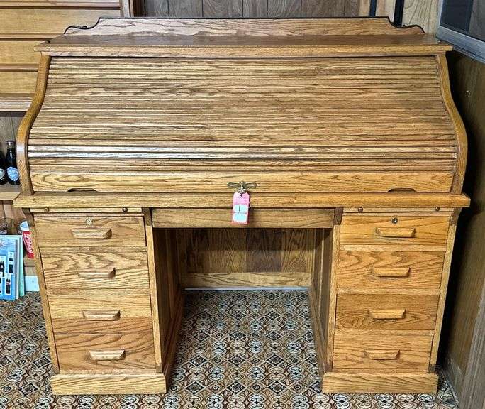 Solid Oak S-Curve Roll Top Desk