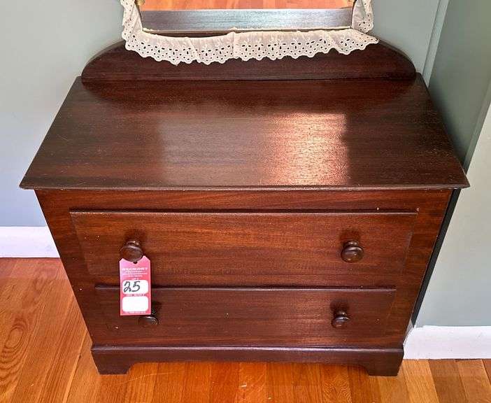 Early Child's Size Walnut Dresser with Mirror