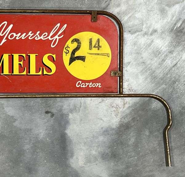 Camels Cigarettes "Serve Yourself" Metal Rack Sign