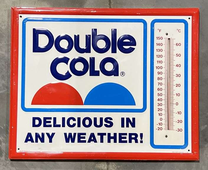 Double Cola "Delicious in Any Weather" Metal Thermometer image