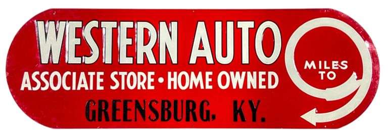 Western Auto "Greensburg, KY" Metal Store Sign image