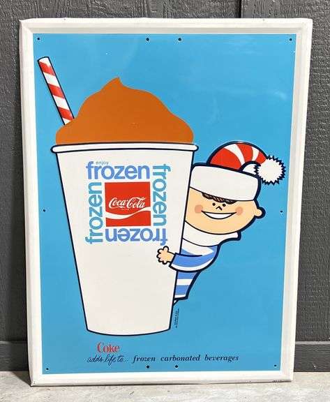 1969 Coca-Cola "Frozen" Metal Sign image