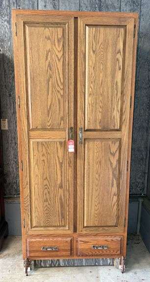 Oak Wardrobe on Castors