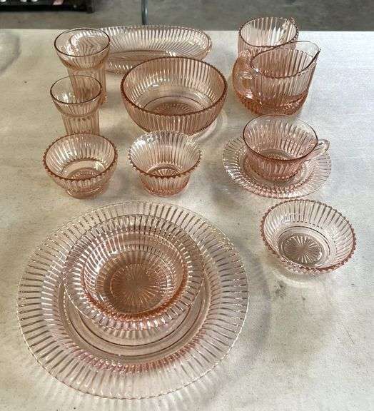 Vintage Queen Mary Prismatic Line/Vertical Ribbed Depression Glass Collection image