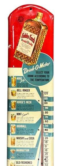 1936 Cobbs Creek Blended Whisky Metal Thermometer
