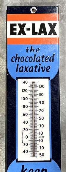 Ex-Lax "The Chocolate Laxative" Drug Store Porcelain Thermometer
