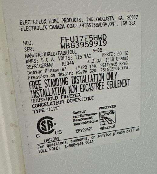 Frigidaire Upright Freezer