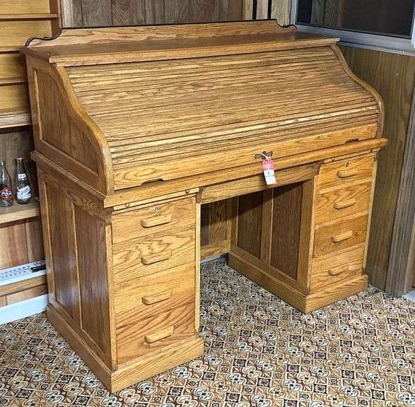Solid Oak S-Curve Roll Top Desk