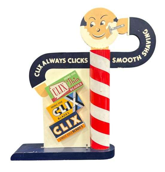 Clix Razor Blade Barber Shop Lighted Wooden Display