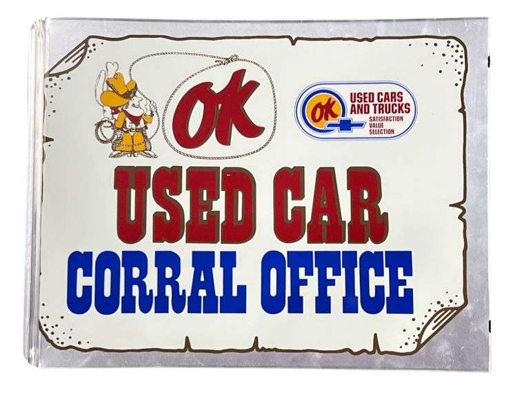 Chevrolet "Ok" Used Car Corral Office Metal Flange Sign image