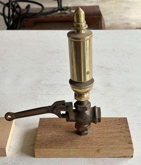 Vintage Brass Single Chime Whistle & Lunkenheimer Glass Oiler