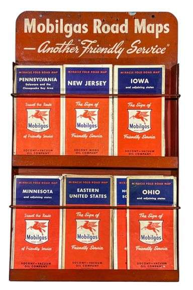 Mobilgas Road Maps, "Another Friendly Service" Road Map Metal Holder image