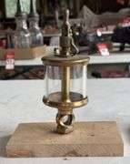 Vintage Brass Single Chime Whistle & Lunkenheimer Glass Oiler