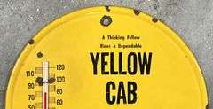 Yellow Cab Taxi Cab Service Metal Thermometer