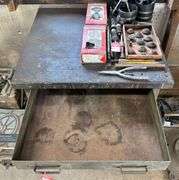Green Metal Shop Cabinet on Casters