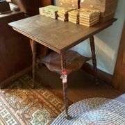 Early Oak Glass Ball & Claw Occasional Table