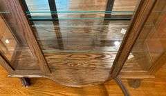 Modern Oak Lighted Display Cabinet