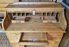 Solid Oak S-Curve Roll Top Desk