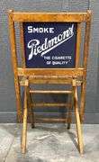 1930s Piedmont Cigarette Porcelain Backed Wooden Folding Chair