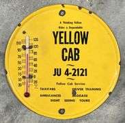Yellow Cab Taxi Cab Service Metal Thermometer