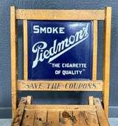 1930s Piedmont Cigarette Porcelain Backed Wooden Folding Chair
