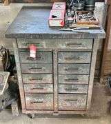 Green Metal Shop Cabinet on Casters